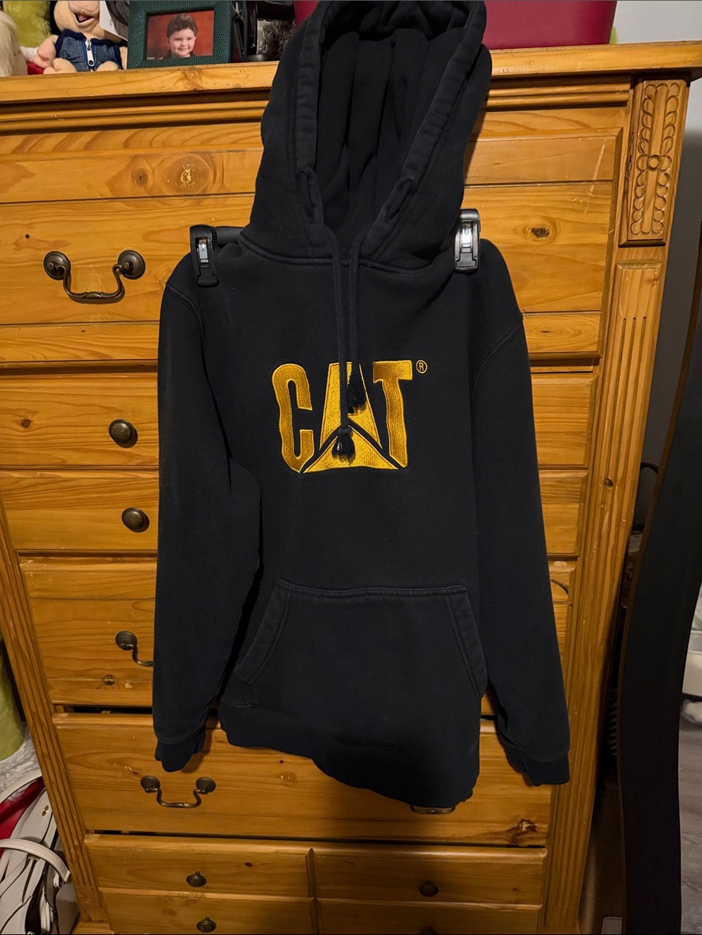 Caterpillar Black Hoodie with Gold CAT Logo